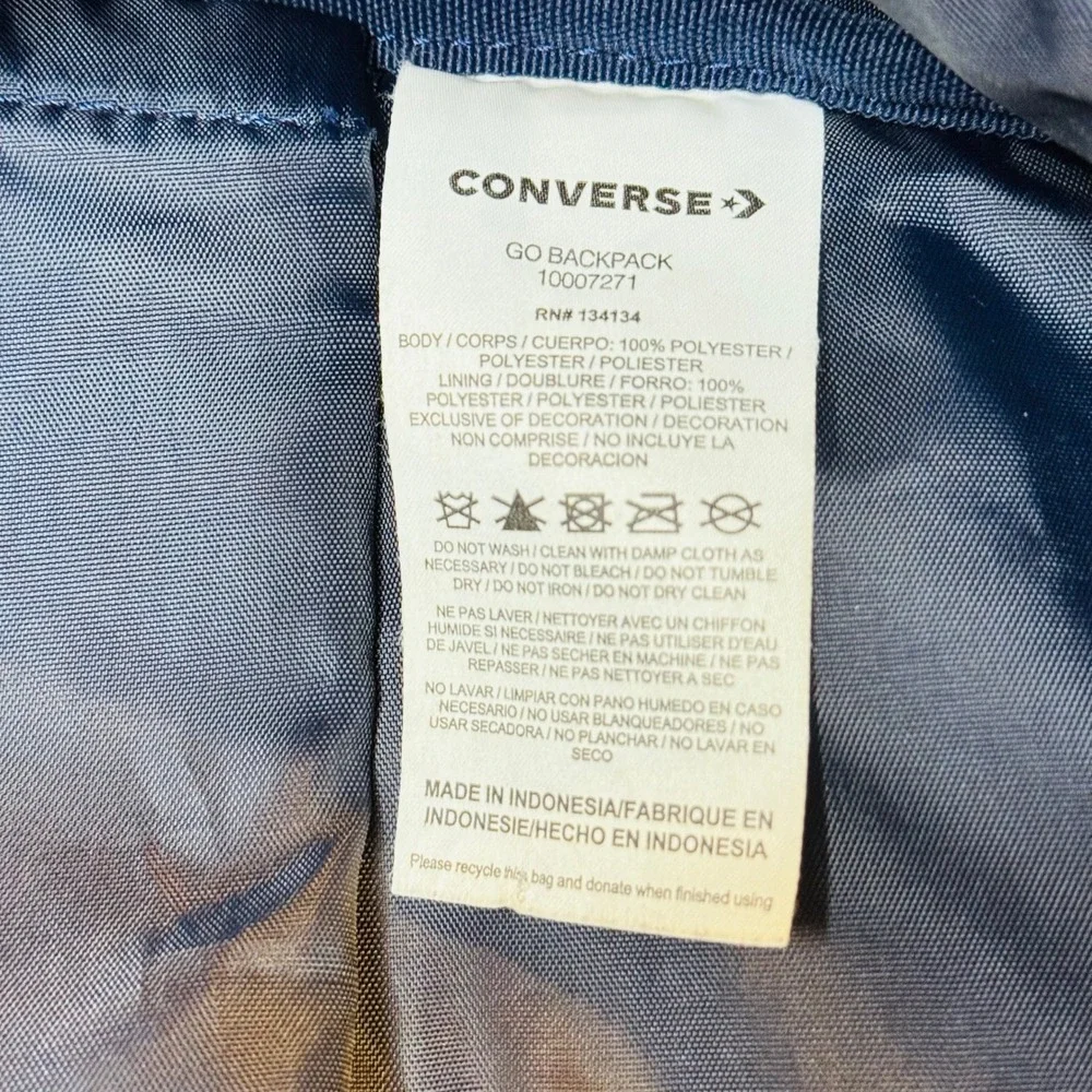 Converse Go Backpack Unisex Laptop Sleeve School Travel Bag Navy Blue